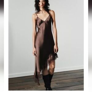 Zara Satin Effect Lace Dress